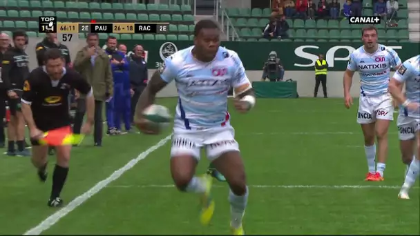 Top 14 - 23ème Journée - Pau / Racing 92 : L'essai de Vakatawa face à Pau