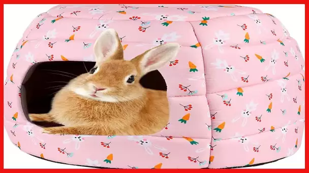 YUEPET Large Rabbit Bed House Foldable Winter Warm Bunny Hideout Cave for Guinea Pig Hamster