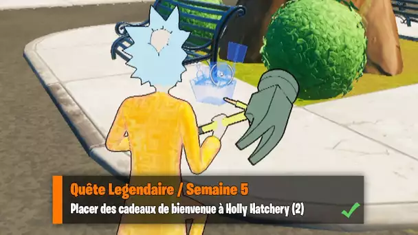 PLACER DES CADEAUX DE BIENVENUE A HOLLY HEDGES (2) - FORTNITE QUETE LEGENDAIRE SEMAINE 5