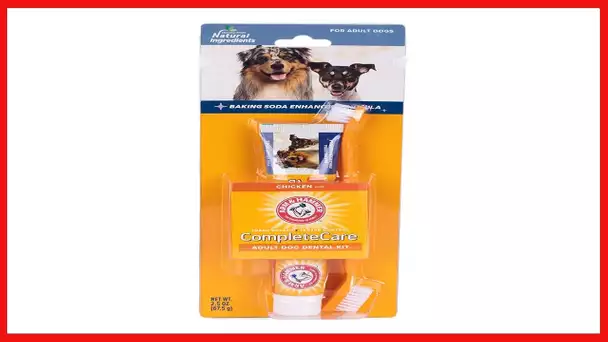 Arm & Hammer Complete Care Dog Dental Kit | 2.5oz Chicken Flavored Dog Toothpaste, Double Side Dog