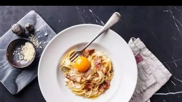 Recette de Philippe Etchebest : Les véritables pâtes fraiches à la carbonara du top...