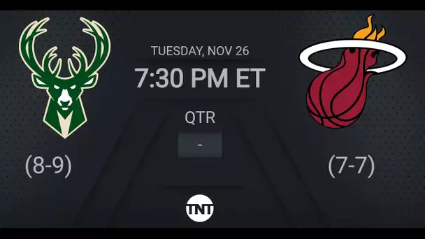 Milwaukee Bucks @ Miami Heat | #EmiratesNBACup on TNT Live Scoreboard