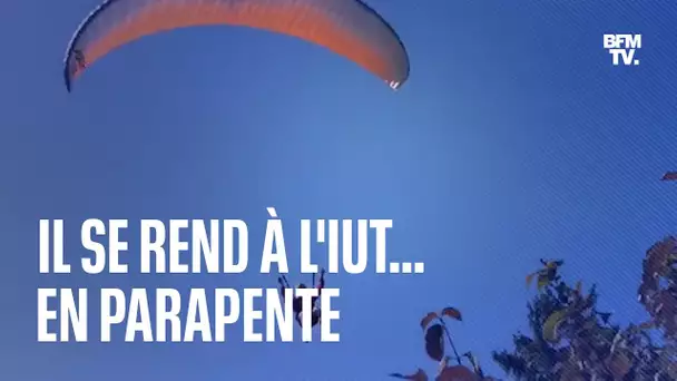 À Annecy, un étudiant se rend à l'IUT... en parapente