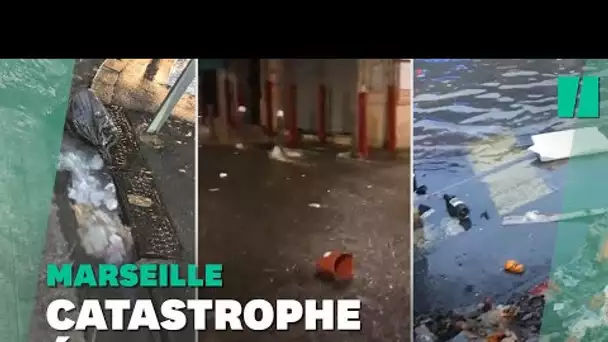 Inondations à Marseille: des rues transformées en rivière de déchets