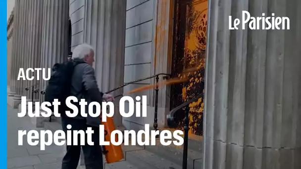 À Londres, Just Stop Oil repeint en orange plusieurs bâtiments emblématiques