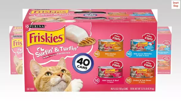 Purina Friskies Wet Cat Food Variety Pack, Surfin' & Turfin' Prime Filets Favorites - (40) 5.5 oz.