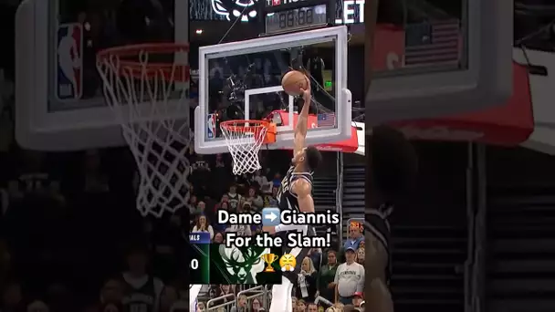 Damian Lillard throws the lob to Giannis Antetokounmpo for the Slam! 🏆🔥|#Shorts