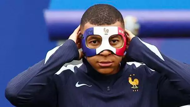 Euro 2024 : Kylian Mbappé à l'entraînement avec un masque bleu-blanc-rouge à la veille de France …