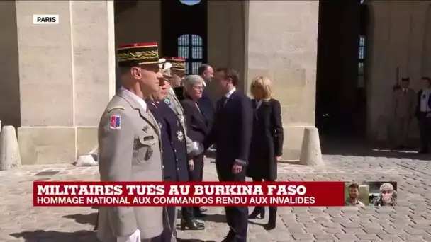 Hommage national aux deux commandos : arrivée du président Emmanuel Macron