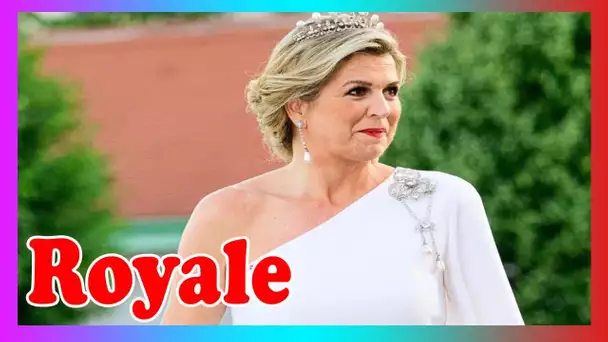 Maxima de Hollande porte le di@dème de la reine Wilhelmine et porte une robe Charlène