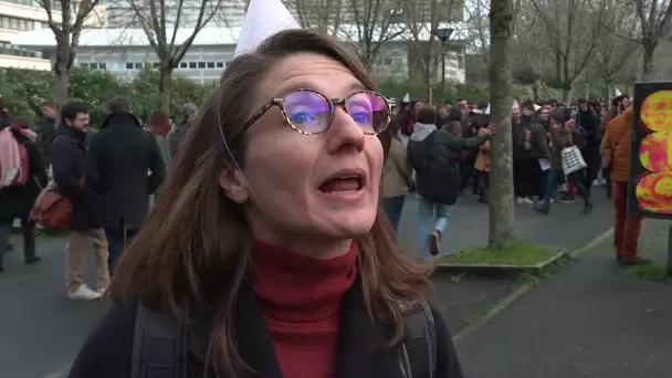 Manifestation lors de vœux du président de l'Université de Nantes le 28 janvier 2020