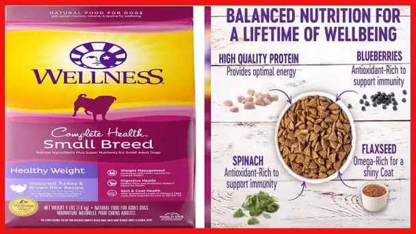 Wellness Natural Pet Food Complete Health Natural Dry Small Breed Healthy Weight Dog Food, Turkey