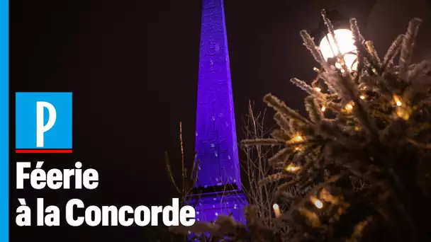 A Paris, l'obélisque devient bleu pour les fêtes de Noël