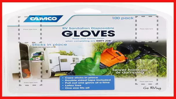 Camco Durable All Purpose RV and Camper Disposable Sanitation Gloves | Ideal in Wet