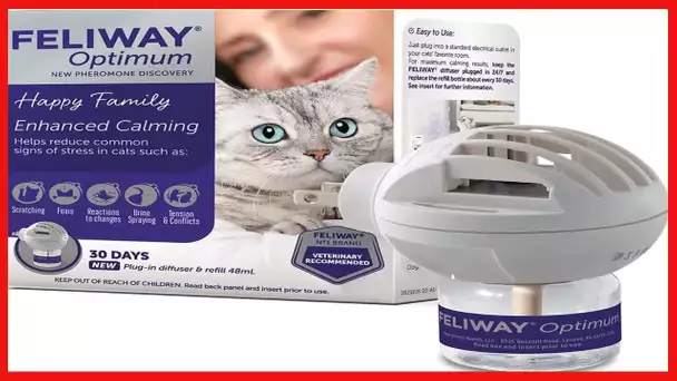 FELIWAY Optimum Cat, Enhanced Calming Pheromone Diffuser, 30 Day Starter Kit (48 mL)