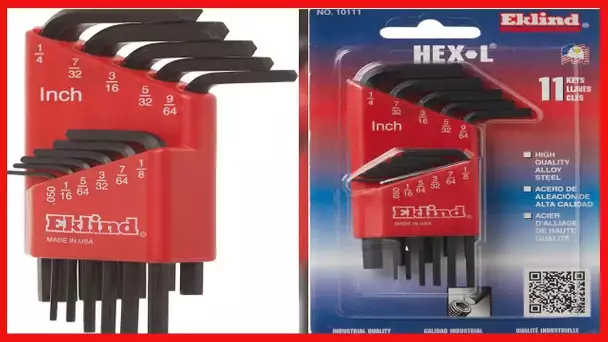 EKLIND 10111 Hex-L Key allen wrench - 11pc set SAE Inch Sizes .050-1/4 Short series