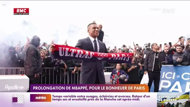 Kylian Mbappé fête la prolongation de son contrat avec les supporters du PSG