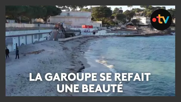 Gros travaux plage de la Garoupe au cap d'Antibes