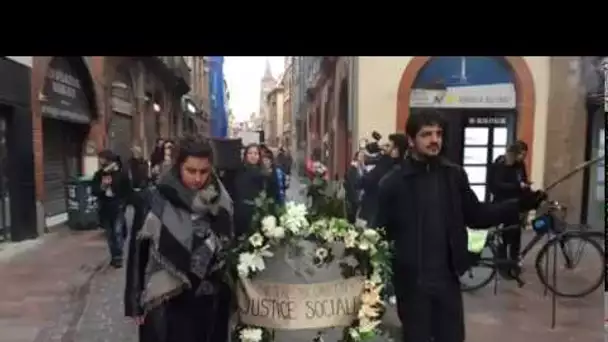 Les étudiants, enseignants et chercheurs de l'IEP de Toulouse "enterrent" la justice sociale.