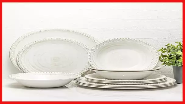 Zak Designs French Country House Melamine 12 Piece Dinnerware Set Includes Dinner, Salad Plates