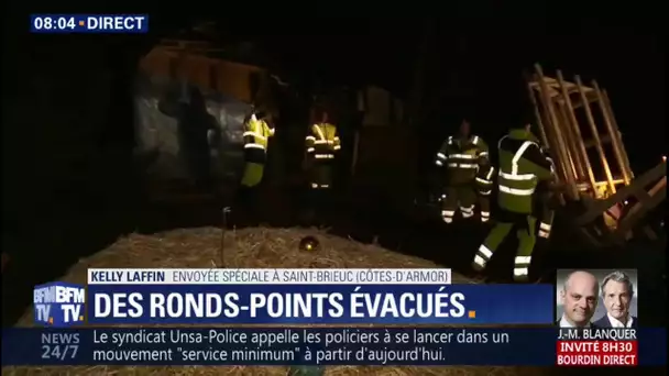 Un rond-point emblématique, 'QG' de gilets jaunes, évacué ce matin à Saint-Brieuc