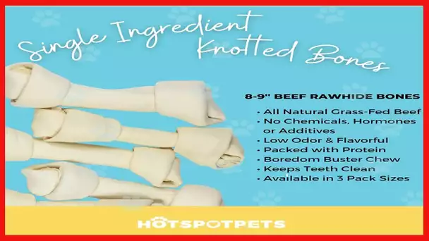 hotspot pets 5 Pack - 8-9 Inch Large Rawhide Dog Chew Bones - Made from Grass Fed Brazilian Cows