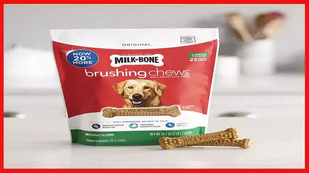 Milk-Bone Brushing Chews Daily Dental Dog Treats, Large, 25 Count