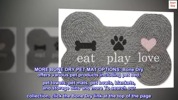 Bone Dry DII Braided Pet Mat Collection 100% Cotton, Bone Shape, Gray Eat Play Love