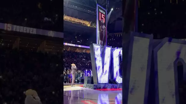 Vince Carter looks on as his #15 jersey rises to the rafters! 👏🥹|#Shorts