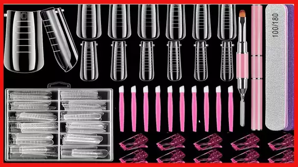 Dual Nail Forms Set,TsMADDTs 120 Pcs Clear Nail Extension Forms Coffin Nail Gel Forms with Nail Clip