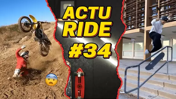 ACTU RIDE #34 : Énorme chute en moto, Joseph Garbaccio s'envole, Top tricks, BMX, VTT et skate !