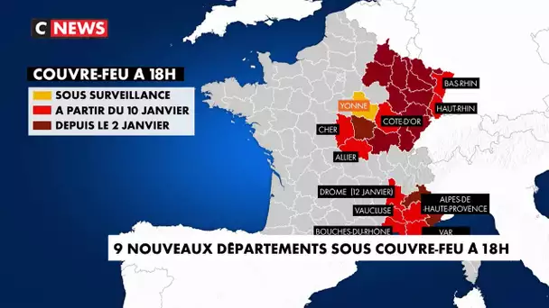 Couvre-feu à 18h : 9 nouveaux départements concernés