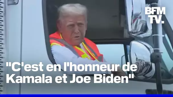 Donald Trump se met en scène dans un camion-poubelle après une gaffe de Joe Biden