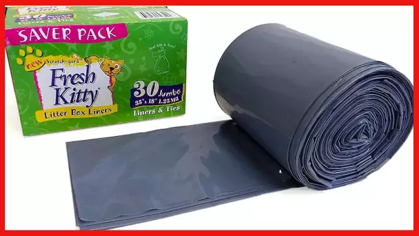 Fresh Kitty Super Thick, Durable, Easy Clean Up Jumbo Scented Litter Pan Box Liners, Bags with Ties