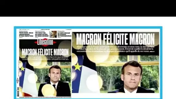 Intervention télévisée du président français : "Macron félicite Macron"