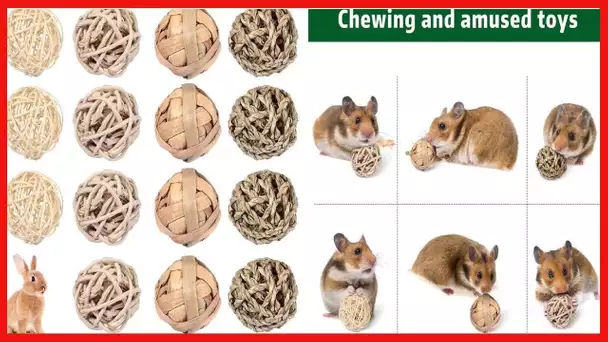 15 Pieces Small Animal Chew Ball Toy Rolling Activity Play Balls Bunny Treat Ball Grass Ball Pet