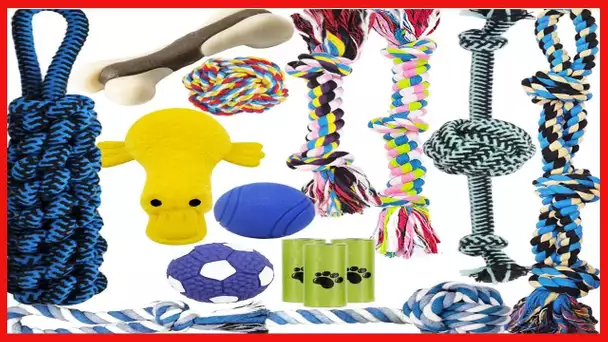 MLCINI Dog Toys Plush Dog Squeaky Toys Rope Dog Toy Dog Chew Toys 14 Pack Dog Toys for Medium Large