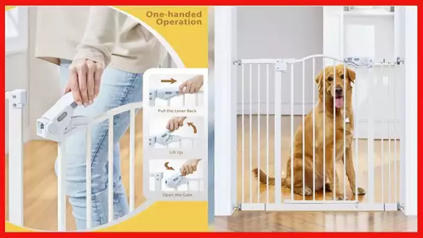 InnoTruth Wide Baby Gate for Dogs, Auto Close Pet Gate 29" to 39.6" Width with 30" Height, Extra