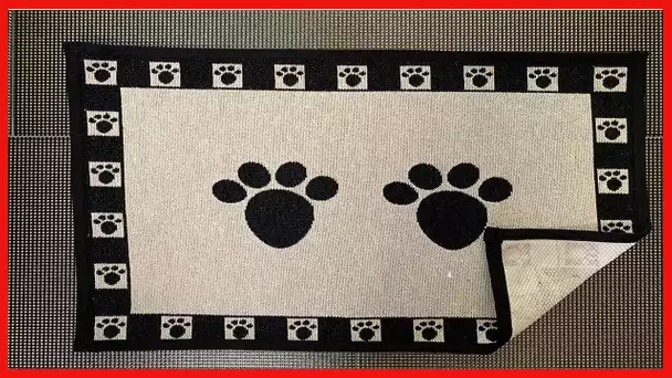 PetRageous 10209 Paws Tapestry Dog Non-Skid Machine Washable Placemat for Pet Feeding Stations