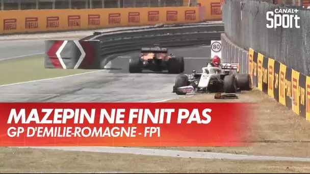 Le tête à queue de Mazepin en fin de FP1 - GP d'Emilie-Romagne