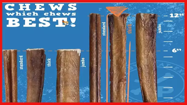 Jack&Pup Thick Bully Sticks 12 Inch Premium Dog Bully Sticks for Large Dogs Aggressive Chewers - All