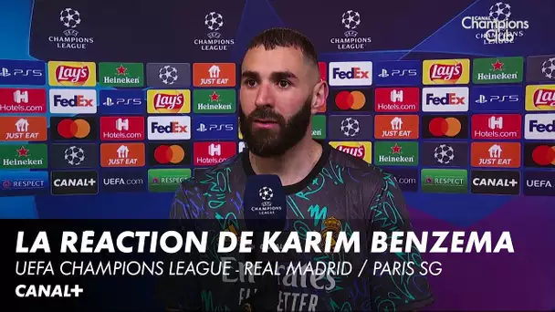 La réaction de Karim Benzema - UEFA Champions League - Real Madrid / Paris SG