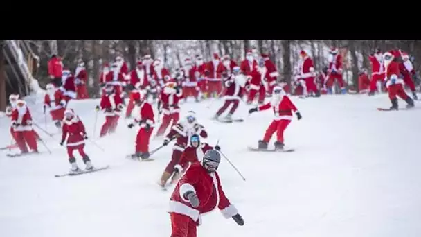 Aux Etats-Unis, les Pères Noël font du ski pour la bonne cause