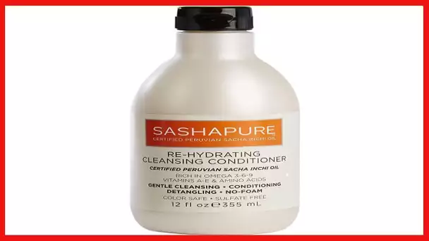 SASHAPURE Re-Hydrating Cleansing Conditioner with Sacha Inchi Oil - Sulfate-Free, Color Safe, Gentle