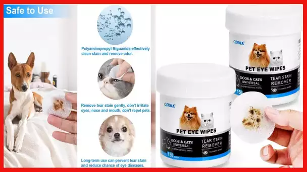 OPULA Dog Eye Wipes,Cat Dog Eye Cleaner,Pet Tear Stain Remover Wipes,300 Count Dog Eye Cleaning Wipe