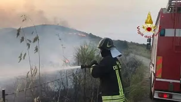 Italie : Les pompiers luttent contre les flammes dans le sud du pays