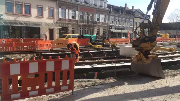 Chantier du prolongement de la ligne D du tram entre Strasbourg et Kehl