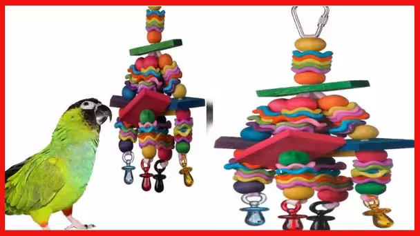 Super Bird Creations SB736 Wiggles and Wafers Bird Toy, Medium Bird Size, 3” x 5” x 9”