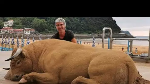 L'artiste fait des sculptures de sable si réalistes d'animaux qu’on dirait presque qu'elles sont ...