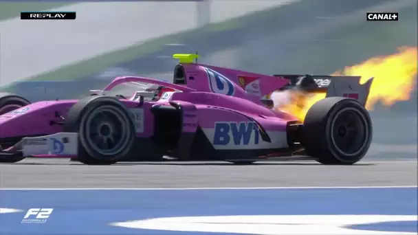 Le moteur de Giuliano Alesi en feu - GP d'Autriche